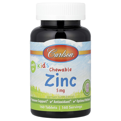 Carlson, Kid's Chewable Zinc, Natürliche Beerenmischung, 5 mg, 160 Tabletten