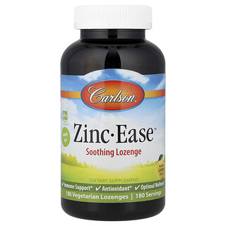 Carlson, Zinc-Ease™, Pastilles apaisantes, Citron naturel, 180 pastilles végétariennes (10 mg pièce)