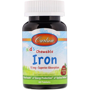 Карлсон Лэбс, Kid's, Chewable Iron, Natural Strawberry Flavor, 15 mg, 60 Tablets отзывы покупателей