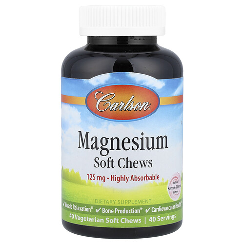 Carlson, Magnesium, natürliche Beeren und Creme, 125 mg, 40 vegetarische Kausnacks