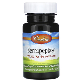 Carlson, Serrapeptasa, Liberación retardada, 120.000 SPU, 30 cápsulas vegetales