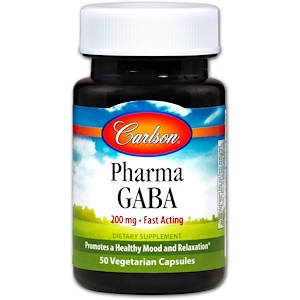 Карлсон Лэбс, Pharma GABA, 200 mg, 50 Vegetarian Capsules отзывы