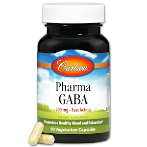 Carlson Labs, Pharma GABA, 200 мг, 90 капсул растительного происхождения