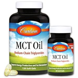 Отзывы о Карлсон Лэбс, MCT Oil, 120 + 30 Free Soft Gels