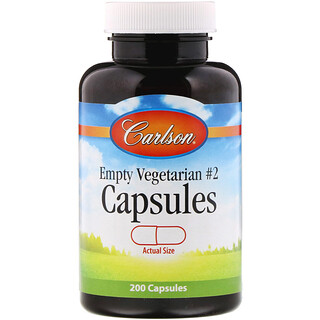 Carlson Labs, пустые вегетарианские капсулы №2, 200 капсул