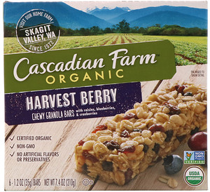 Отзывы о Каскадиан Фарм, Organic, Chewy Granola Bars, Harvest Berry, 6 Bars, 1.2 oz (35 g) Each