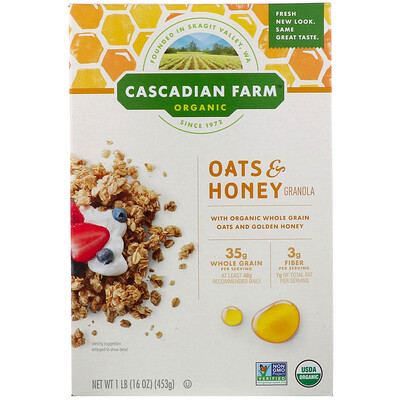 Cascadian Farm Органическая гранола с овсянкой и медом, 453 г (16 унций)