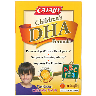 Catalo Naturals, 兒童 DHA 配方，橙味，50 粒咀嚼軟膠囊
