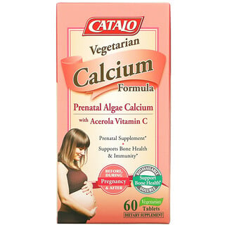 Catalo Naturals, 植物性カルシウム成分、妊婦用藻類カルシウム、植物性タブレット60粒