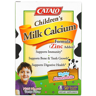 Catalo Naturals Children's Milk Calcium Formula, Vanilla, 50 Chewable Tablets