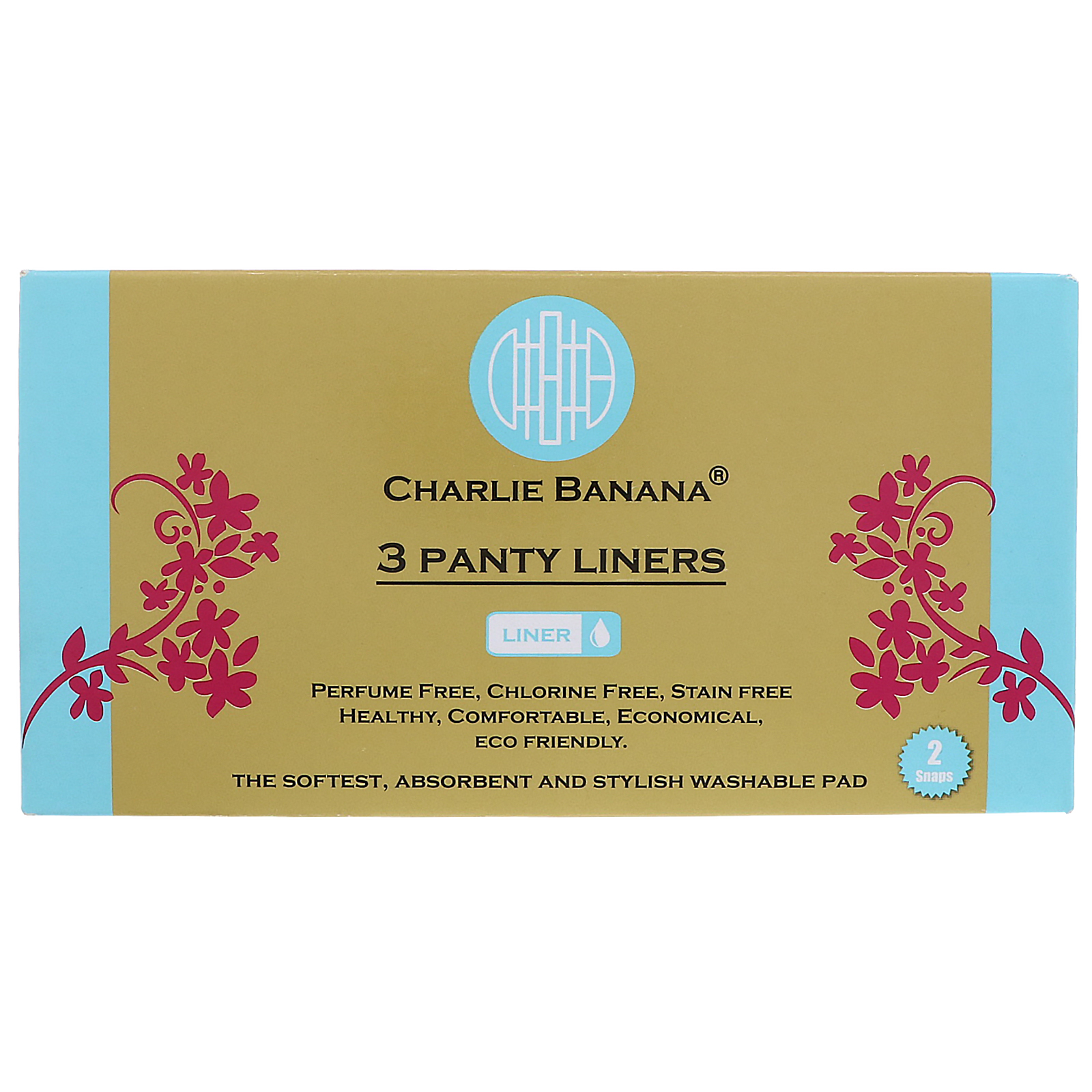 Charlie Banana, Panty Liners, Black, 3 Liners + 1 Tote Bag