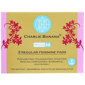 Чарли Банана, Regular Feminine Pads, White, 3 Pads + 1 Tote Bag отзывы