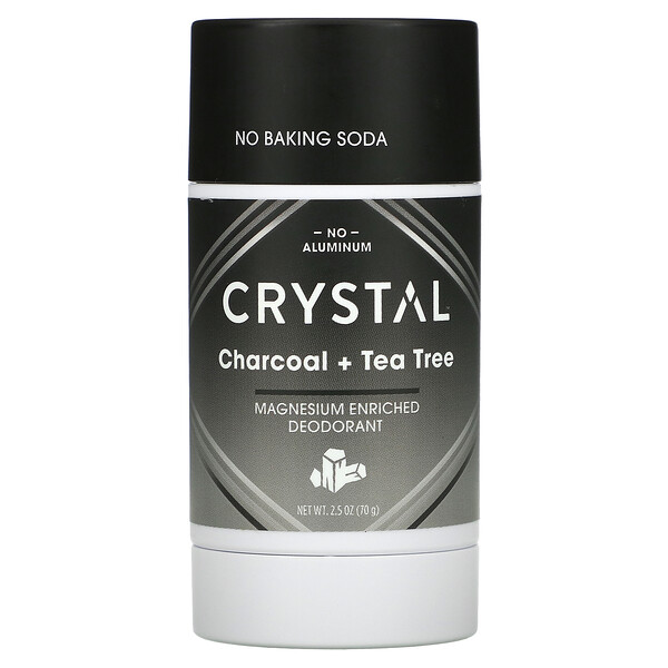 Crystal Body Deodorant‏, Magnesium Enriched Deodorant, Charcoal + Tea Tree, 2.5 oz (70 g)