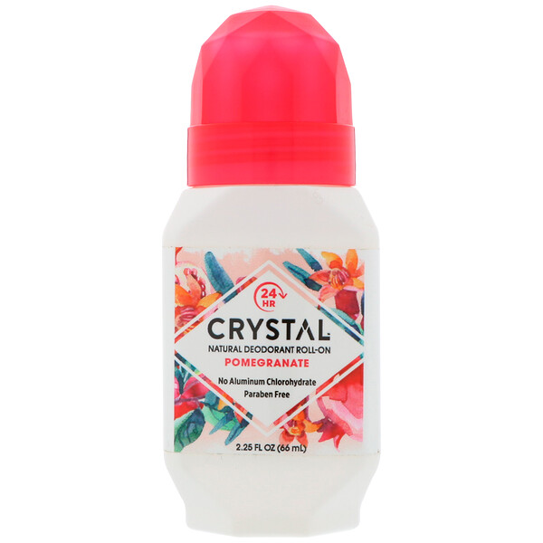 Crystal Body Deodorant, ナチュラルデオドラントロールオン、ポムグラニット（ザクロ）、2.25液量オンス (66 ml)