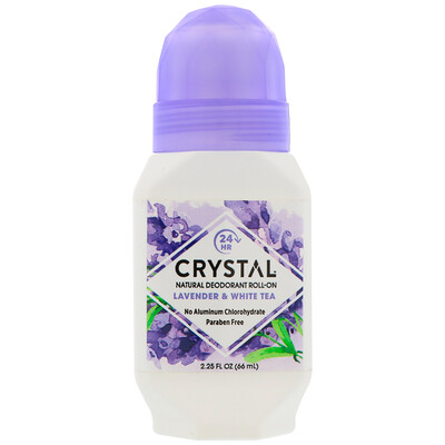Crystal Body Deodorant Натуральный шариковый дезодорант с лавандой и белым чаем, 2,25 жидкой унции (66 мл)