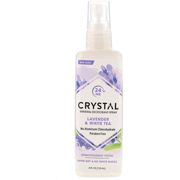 Crystal Body Deodorant‏, ספריי דאודורנט מינרלי, לבנדר ועלי תה לבן,, 118 מ''ל