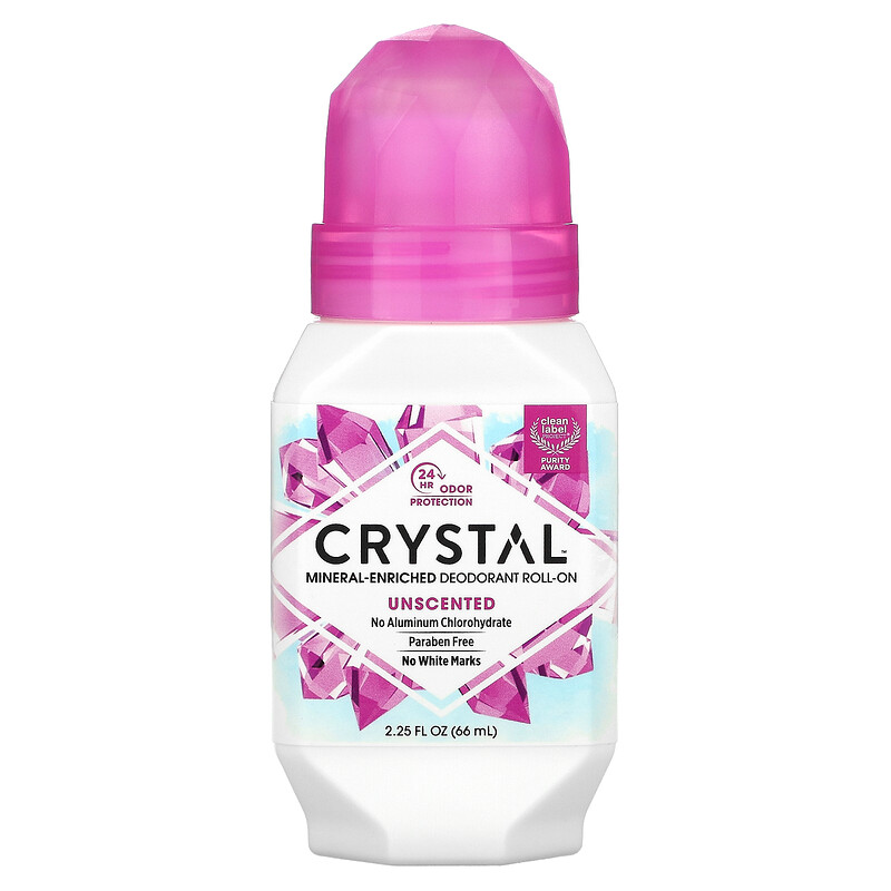 Crystal Body Deodorant, MineralEnriched Deodorant RollOn, Unscented, 2.25 fl oz (66 ml) iHerb