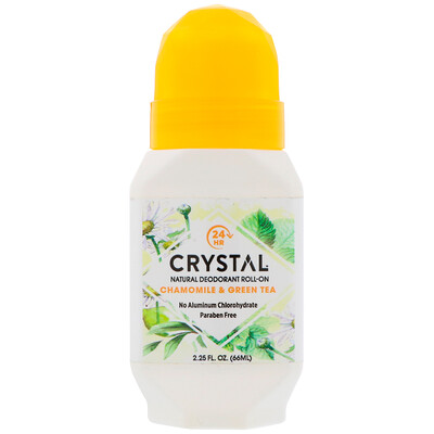 Crystal Body Deodorant Натуральный шариковый дезодорант с ромашкой и зеленым чаем, 2,25 жидкой унции (66 мл)