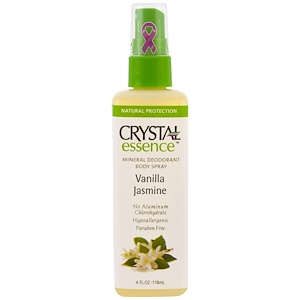 Crystal Body Deodorant, Crystal Essence, Минеральный дезодорант-спрей для тела, Ваниль и жасмин, 4 унции (118 мл)