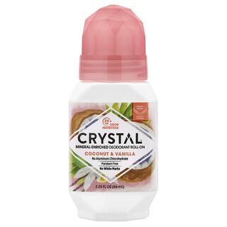 CRYSTAL, збагачений мінералами дезодорант із кульковим аплікатором, кокос і ваніль, 66 мл (2,25 рідк. унції)