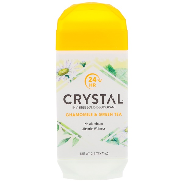 Crystal Body Deodorant, Невидимый твердый дезодорант, ромашка и зеленый чай, 70 г