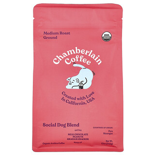 Chamberlain Coffee, Social Dog Blend, gemalen, medium gebraden, 340 g