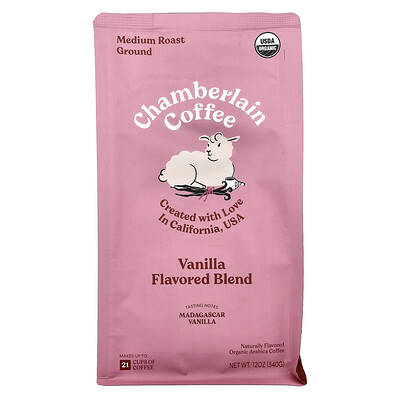 Product Image for Chamberlain Coffee, Organic Arabica Coffee, Vanilla, Ground, Medium Roast, 12 oz (340 g)