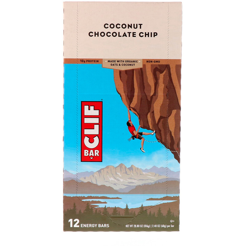 Clif Bar, Energy Bar, Coconut Chocolate Chip, 12 Bars, 2.40 oz (68 g