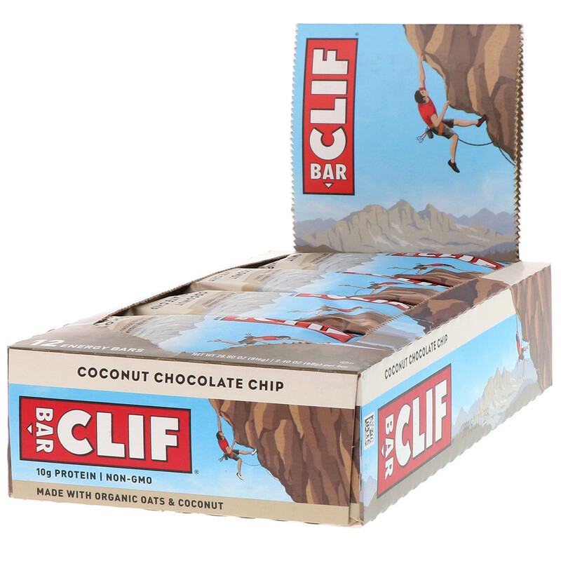 Clif Bar, Energy Bar, Coconut Chocolate Chip, 12 Bars, 2.40 oz (68 g