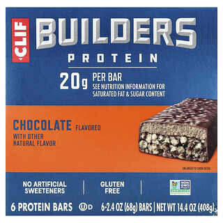 كليف بار‏, Builders Protein Bar, Chocolate, 6 Bars, 2.4 oz (68 g) Each