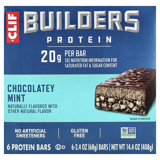 كليف بار‏, Builders Protein Bar, Chocolatey Mint, 6 Bars, 2.4 oz (68 g) Each