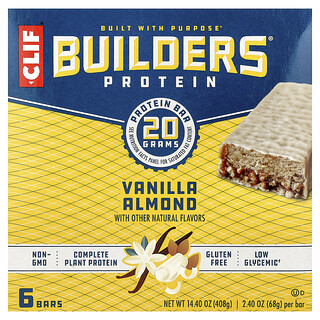 كليف بار‏, Builders® Protein Bar, Vanilla Almond, 6 Bars, 2.4 oz (68 g) Each