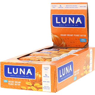 Clif Bar, Luna, Whole Nutrition Bar, Creamy Dreamy Peanut Butter, 15 Bars, 1.69 oz (48 g) Each