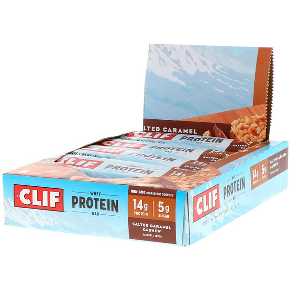 Clif Bar, Whey Protein Bar, Salted Caramel Cashew, 8 Bars, 1.98 oz (56