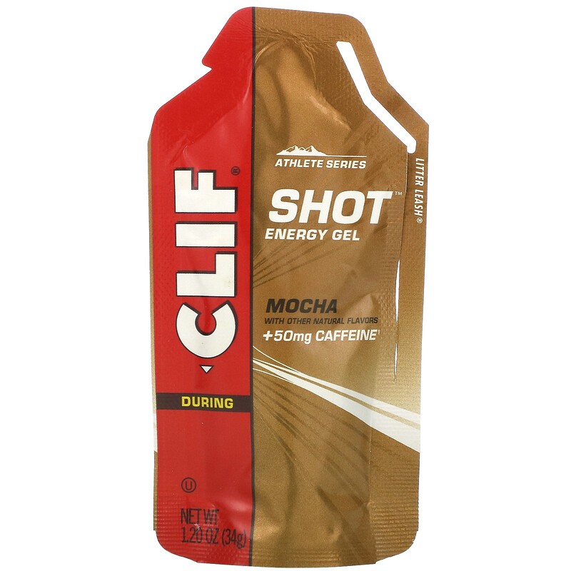 Clif Bar, Clif Shot Energy Gel, Mocha, +50 mg Caffeine, 24 Packets, 1.