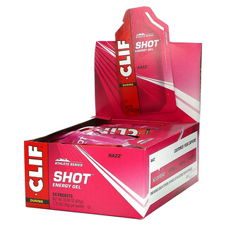 Clif Bar, Shot, Gel Energizante, Razz, 24 paquetes, 1.20 oz (34 g) cada uno