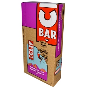 Clif Bar, Энергетический батончик, шоколадная крошка и персик, 12 батончиков, 2,4 унции (68 г) каждый