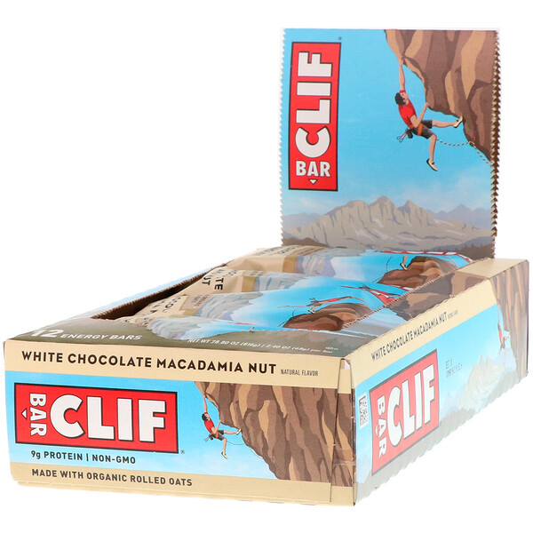 Clif Bar, 에너지 바, 화이트 초콜릿 마카다미아 너트, 12바, 각 2.40 oz (68 g)