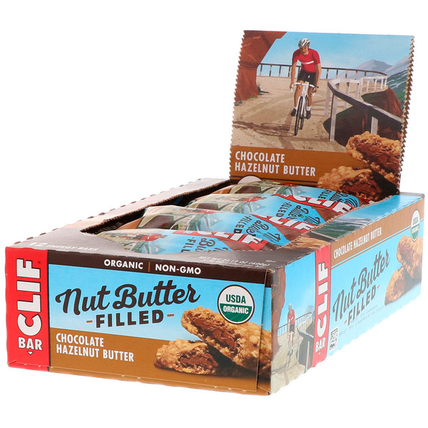 Clif Bar, Organic, Nut Butter Filled Energy Bar, Chocolate Hazelnut Butter, 12 Energy Bars, 1.76