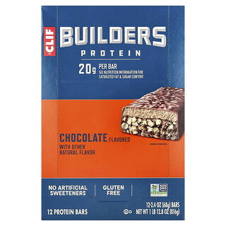 كليف بار‏, قطعة عالية البروتين من Builders، بنكهة الشيكولاتة، 12 قطعة، 2.4 أونصة (68 جم) لكل قطعة