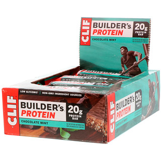 Clif Bar, Barra de proteínas Builder's, Menta de chocolate, 12 barras, 2.40 oz (68 g) cada una
