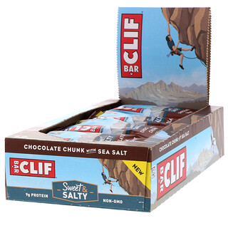 Clif Bar, 能量棒，巧克力塊、海鹽，12 根，每根 2.40 盎司（68 克）