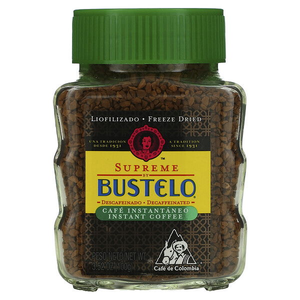 Café Bustelo, Supreme by Bustelo, Instant Coffee, Freeze Dried, Decaf