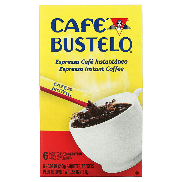 Café Bustelo‏, Espresso Instant Coffee, 6 Packets, 0.09 oz (2.6 g) Each