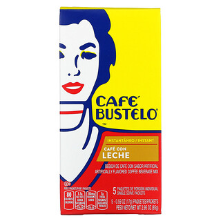 Café Bustelo, Instant Coffee, Cafe Con Leche, 5 Packets, 0.59 oz (17 g) Each