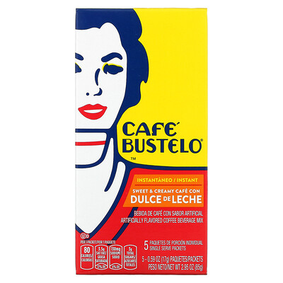 Cafe Bustelo Растворимый кофе, Dulce De Leche, 5 пакетиков по 0,59 унции (17 г) каждый