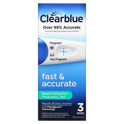 Clearblue Быстрый и точный, экспресс-тест на беременность, 3 теста  - купить со скидкой