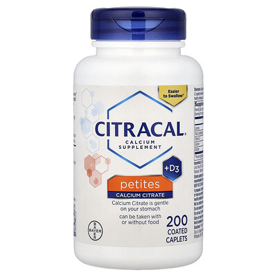 Product Image for Citracal, Calcium Supplement +D3, Petites, 200 Coated Caplets
