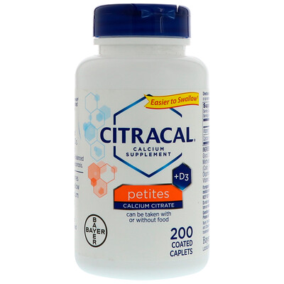 Citracal Кальциевая добавка + D3, маленькие таблетки, 200 капсуловидных таблеток в оболочке