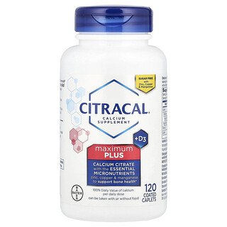 Citracal, Suplemento de Cálcio + D3, Máximo Plus, 120 Cápsulas Revestidas